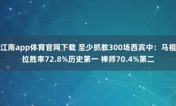 江南app体育官网下载 至少抓教300场西宾中：马祖拉胜率72.8%历史第一 禅师70.4%第二
