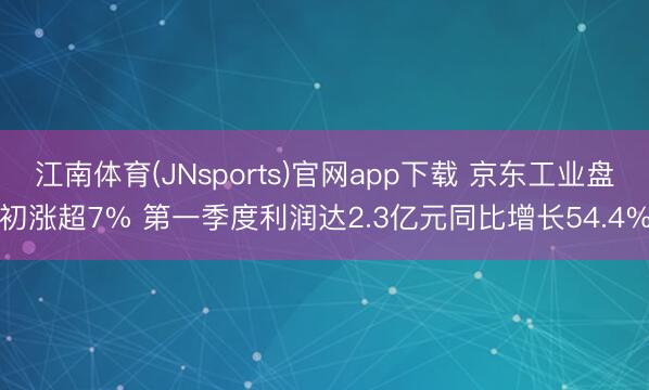 江南体育(JNsports)官网app下载 京东工业盘初涨超7% 第一季度利润达2.3亿元同比增长54.4%