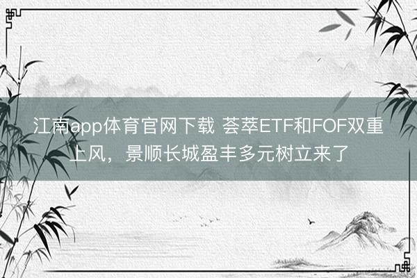 江南app体育官网下载 荟萃ETF和FOF双重上风，景顺长城盈丰多元树立来了