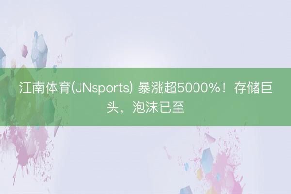 江南体育(JNsports) 暴涨超5000%！存储巨头，泡沫已至