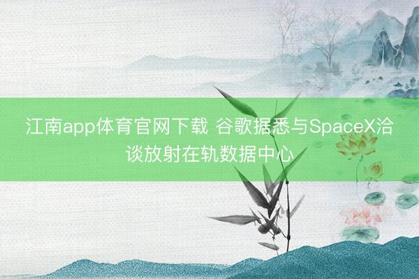 江南app体育官网下载 谷歌据悉与SpaceX洽谈放射在轨数据中心