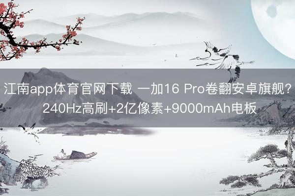 江南app体育官网下载 一加16 Pro卷翻安卓旗舰? 240Hz高刷+2亿像素+9000mAh电板