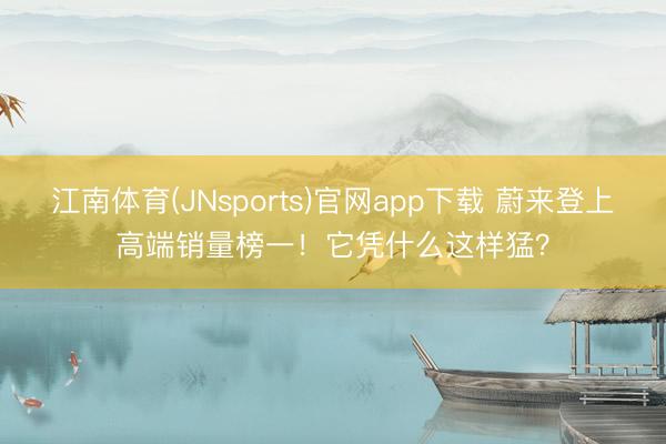 江南体育(JNsports)官网app下载 蔚来登上高端销量榜一！它凭什么这样猛？