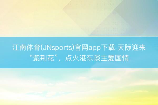 江南体育(JNsports)官网app下载 天际迎来“紫荆花”，点火港东谈主爱国情